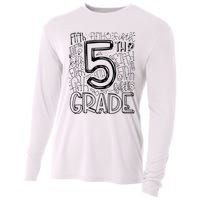 5th Fifth Grade Typography Team Teacher Back To School Cooling Performance Long Sleeve Crew