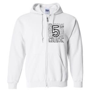 5th Fifth Grade Typography Team Teacher Back To School Full Zip Hoodie