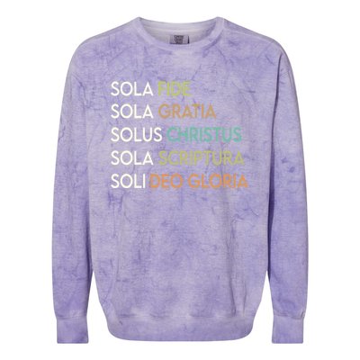 5 Five Solas Of The Reformation Theology Christian Church Gift Colorblast Crewneck Sweatshirt