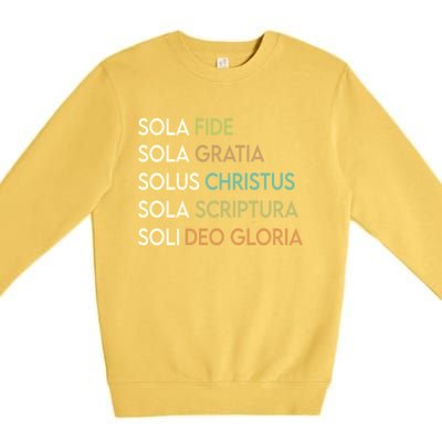 5 Five Solas Of The Reformation Theology Christian Church Gift Premium Crewneck Sweatshirt