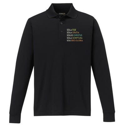 5 Five Solas Of The Reformation Theology Christian Church Gift Performance Long Sleeve Polo