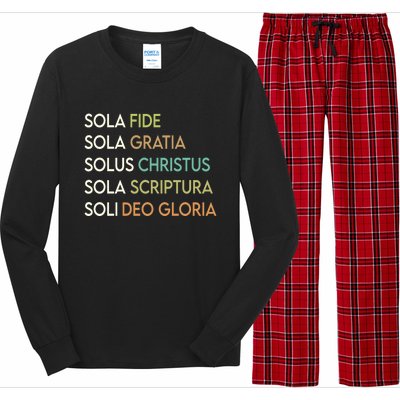 5 Five Solas Of The Reformation Theology Christian Church Gift Long Sleeve Pajama Set