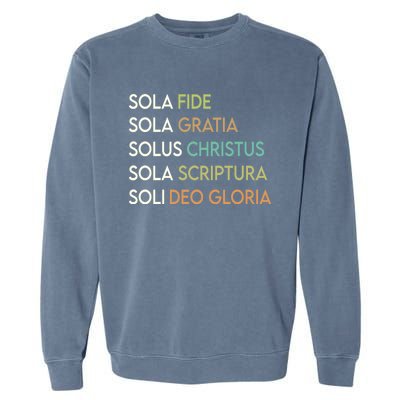 5 Five Solas Of The Reformation Theology Christian Church Gift Garment-Dyed Sweatshirt