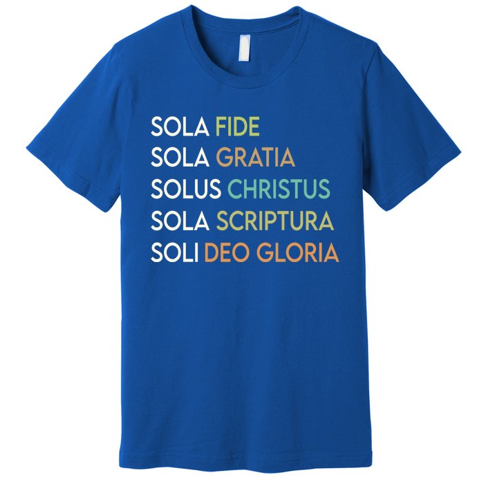 5 Five Solas Of The Reformation Theology Christian Church Gift Premium T-Shirt