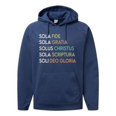 5 Five Solas Of The Reformation Theology Christian Church Gift Performance Fleece Hoodie