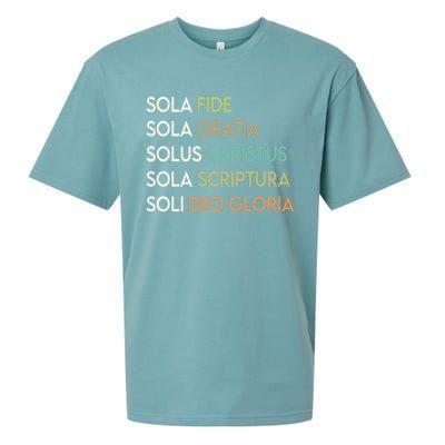 5 Five Solas Of The Reformation Theology Christian Church Gift Sueded Cloud Jersey T-Shirt