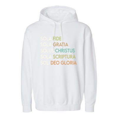 5 Five Solas Of The Reformation Theology Christian Church Gift Garment-Dyed Fleece Hoodie