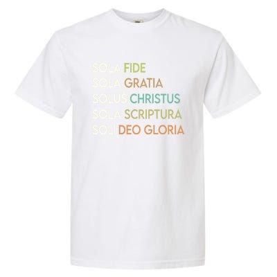 5 Five Solas Of The Reformation Theology Christian Church Gift Garment-Dyed Heavyweight T-Shirt