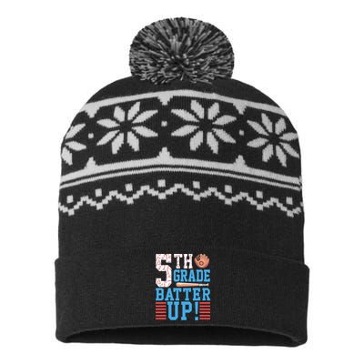 5th Grade Back To School 5th Grade Batter Up Baseball USA-Made Snowflake Beanie