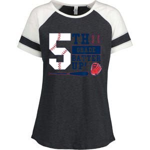 5th Grade Batter Up Baseball Back To School Enza Ladies Jersey Colorblock Tee