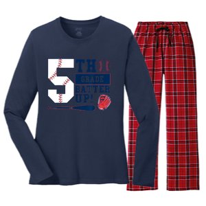 5th Grade Batter Up Baseball Back To School Women's Long Sleeve Flannel Pajama Set 