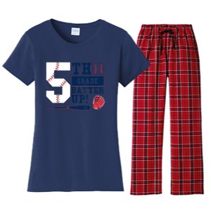 5th Grade Batter Up Baseball Back To School Women's Flannel Pajama Set