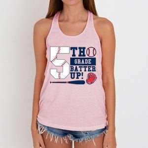 5th Grade Batter Up Baseball Back To School Women's Knotted Racerback Tank