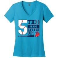 5th Grade Batter Up Baseball Back To School Women's V-Neck T-Shirt