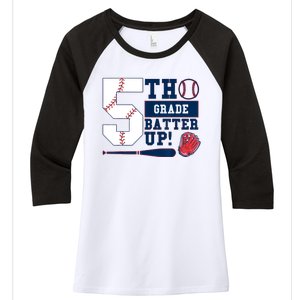 5th Grade Batter Up Baseball Back To School Women's Tri-Blend 3/4-Sleeve Raglan Shirt