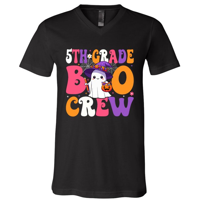 5th Grade Boo Crew Halloween Fifth Grade Halloween Teacher V-Neck T-Shirt