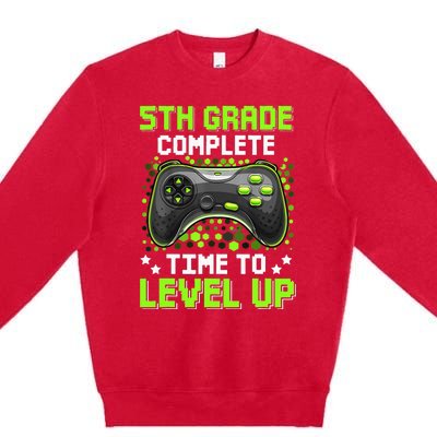 5th Grade Complete Time To Level Up Gaming Graduation Premium Crewneck Sweatshirt