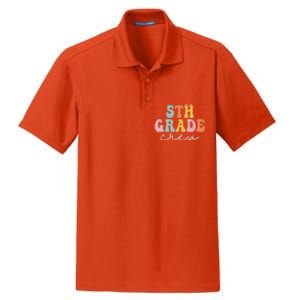 5th Grade Crew Retro Groovy Funny Happy First Day Of School Dry Zone Grid Polo