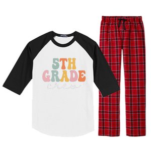 5th Grade Crew Retro Groovy Funny Happy First Day Of School Raglan Sleeve Pajama Set