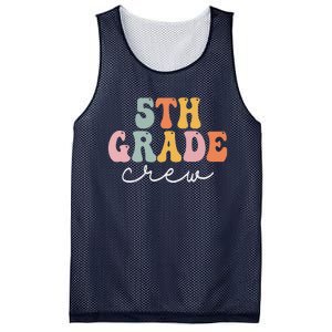 5th Grade Crew Retro Groovy Funny Happy First Day Of School Mesh Reversible Basketball Jersey Tank