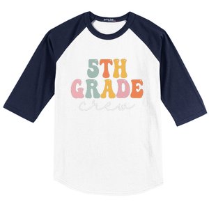 5th Grade Crew Retro Groovy Funny Happy First Day Of School Baseball Sleeve Shirt