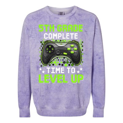 5th Grade Complete Time To Level Up Gaming Graduation Colorblast Crewneck Sweatshirt