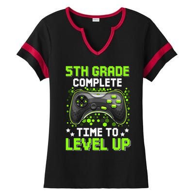 5th Grade Complete Time To Level Up Gaming Graduation Ladies Halftime Notch Neck Tee