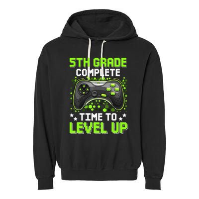 5th Grade Complete Time To Level Up Gaming Graduation Garment-Dyed Fleece Hoodie