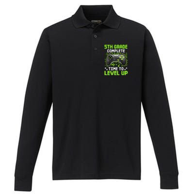 5th Grade Complete Time To Level Up Gaming Graduation Performance Long Sleeve Polo