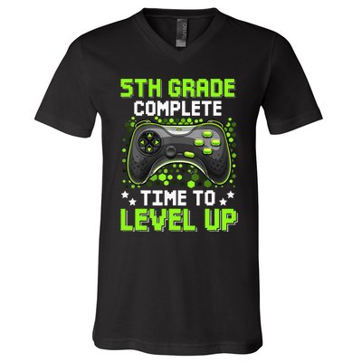 5th Grade Complete Time To Level Up Gaming Graduation V-Neck T-Shirt