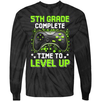 5th Grade Complete Time To Level Up Gaming Graduation Tie-Dye Long Sleeve Shirt