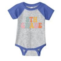 5th Grade Crew Retro Groovy Women Happy First Day Of School Infant Baby Jersey Bodysuit