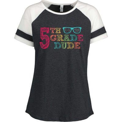 5th Grade Dude Funny First Day of School Students Enza Ladies Jersey Colorblock Tee