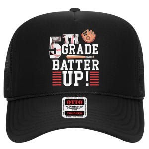 5th Grade First Day of School 5th Grade Batter Up Baseball High Crown Mesh Back Trucker Hat