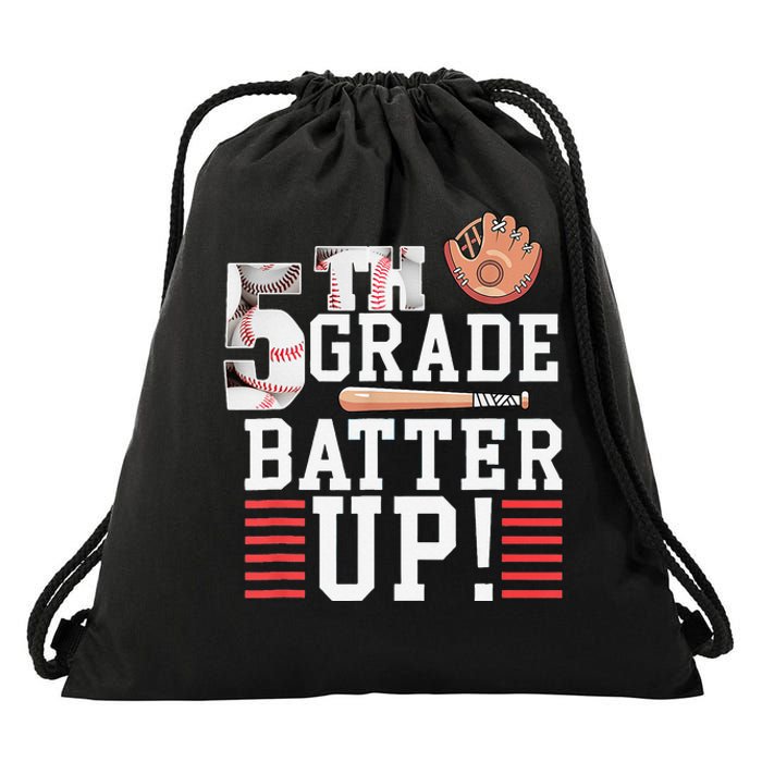 5th Grade First Day of School 5th Grade Batter Up Baseball Drawstring Bag