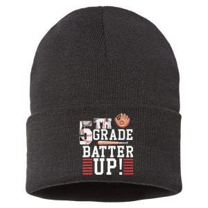 5th Grade First Day of School 5th Grade Batter Up Baseball Sustainable Knit Beanie