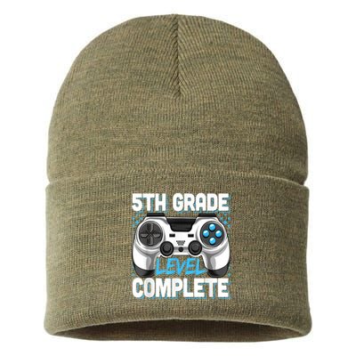 5th Grade Graduation Level Complete Video Gamer Kids Sustainable Knit Beanie