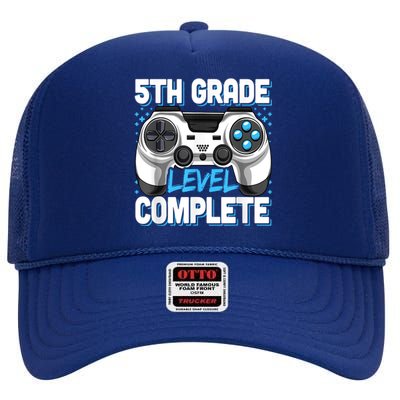 5th Grade Graduation Level Complete Video Gamer Kids High Crown Mesh Back Trucker Hat