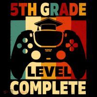 5th Grade Level Complete Graduation Last Day Of School Stripe Pom Pom Beanie