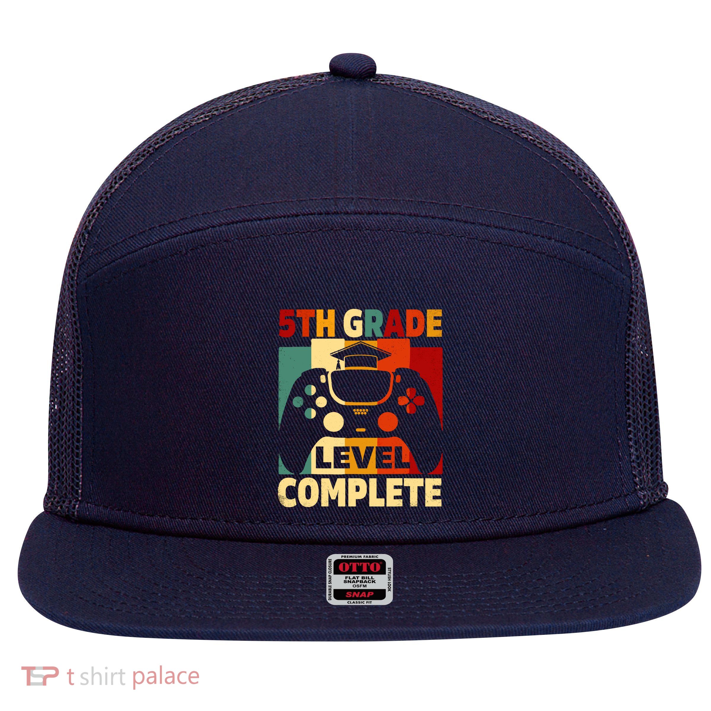5th Grade Level Complete Graduation Last Day Of School 7 Panel Mesh Trucker Snapback Hat