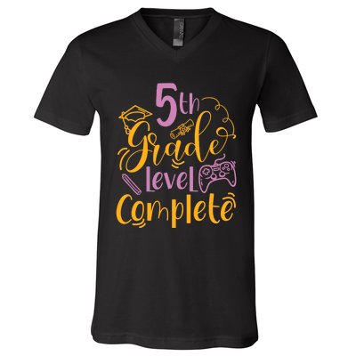 5th Grade Level Complete Fifth Grader School Graduation V-Neck T-Shirt