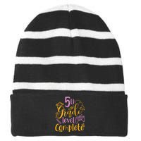 5th Grade Level Complete Fifth Grader School Graduation Striped Beanie with Solid Band