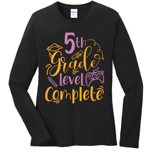 5th Grade Level Complete Fifth Grader School Graduation Ladies Long Sleeve Shirt