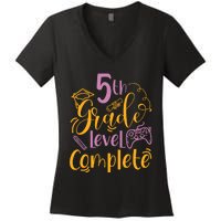 5th Grade Level Complete Fifth Grader School Graduation Women's V-Neck T-Shirt