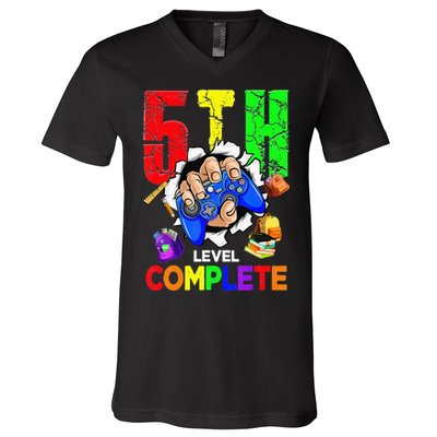 5Th Grade Level Complete Graduation Last Day Of School V-Neck T-Shirt