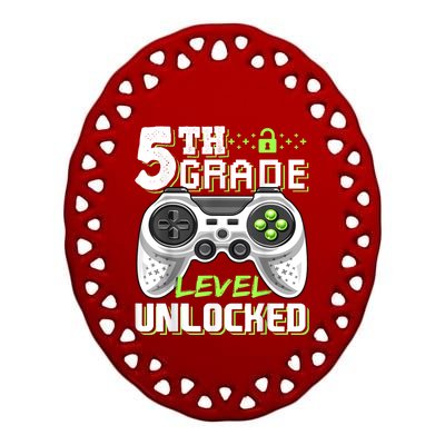 5th Grade Level Unlocked Video Game Back To School Boy Ceramic Oval Ornament