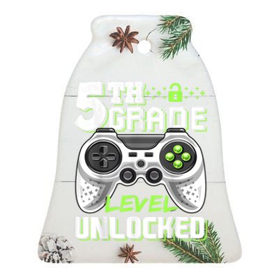 5th Grade Level Unlocked Video Game Back To School Boy Ceramic Bell Ornament