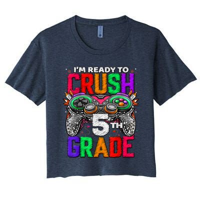 5th Grade Level Unlocked Game On 5th Grade Back To School Women's Crop Top Tee