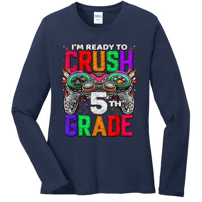 5th Grade Level Unlocked Game On 5th Grade Back To School Ladies Long Sleeve Shirt