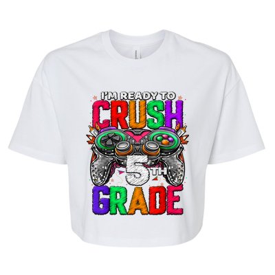 5th Grade Level Unlocked Game On 5th Grade Back To School Bella+Canvas Jersey Crop Tee